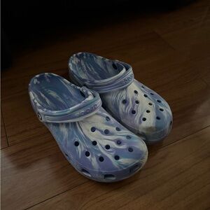 Blue and White Tie Dye Crocs Size 10 Men